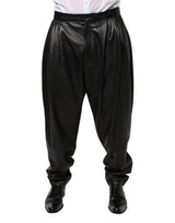 Pantalon en cuir d'agneau noir Dolce &amp; Gabbana pour homme