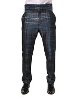 Pantalon skinny homme Dolce &amp; Gabbana en soie brillante bleu argenté