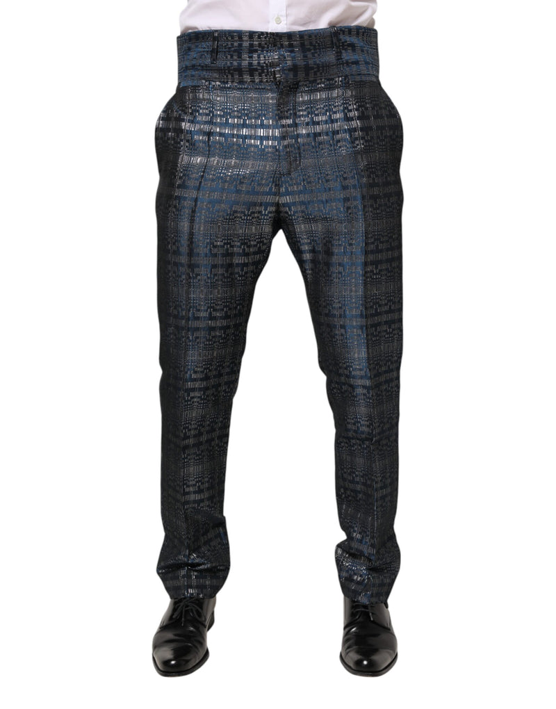Pantalon skinny homme Dolce &amp; Gabbana en soie brillante bleu argenté