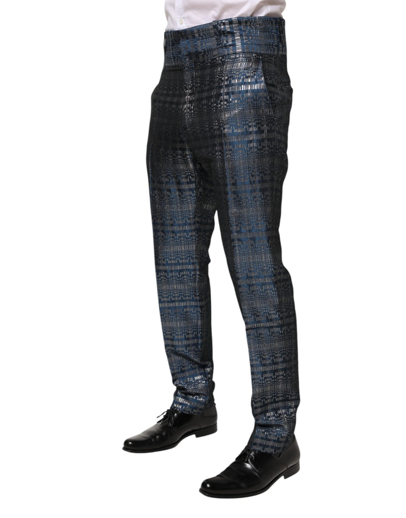 Pantalon skinny homme Dolce &amp; Gabbana en soie brillante bleu argenté