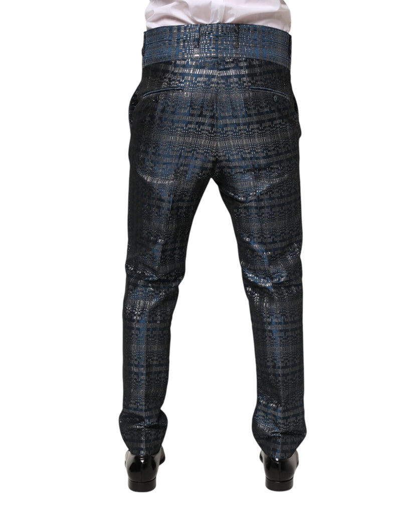 Pantalon skinny homme Dolce &amp; Gabbana en soie brillante bleu argenté