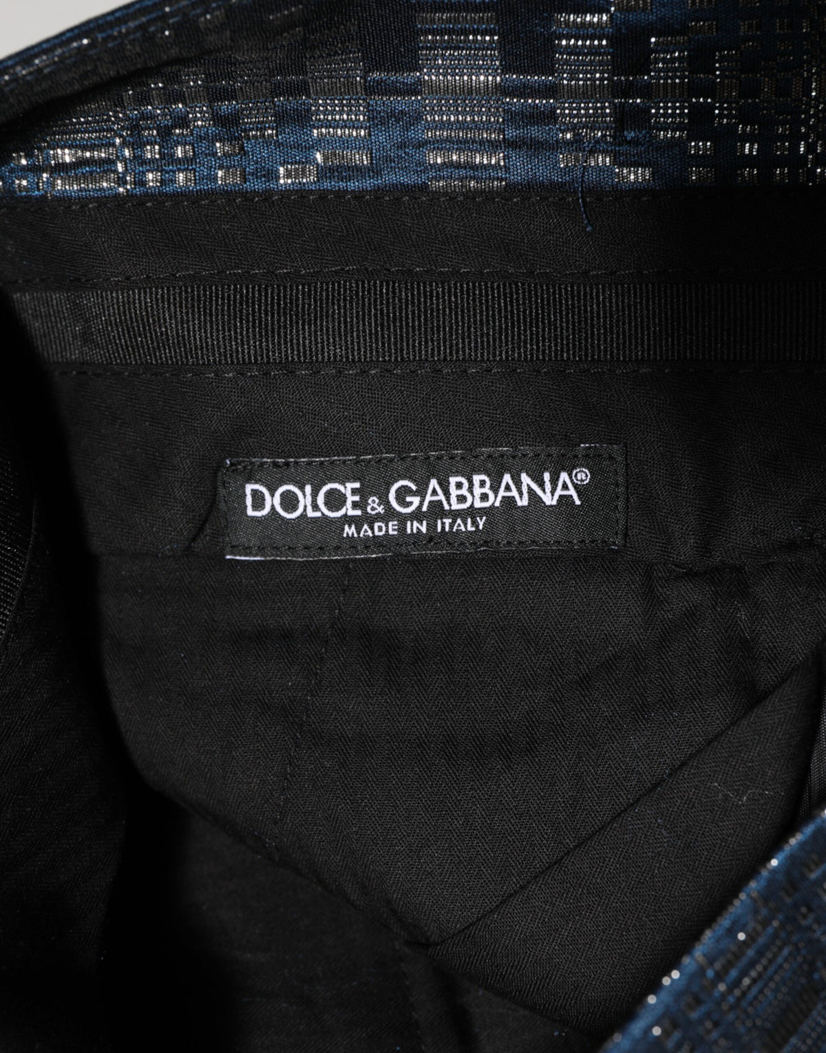 Pantalon skinny homme Dolce &amp; Gabbana en soie brillante bleu argenté