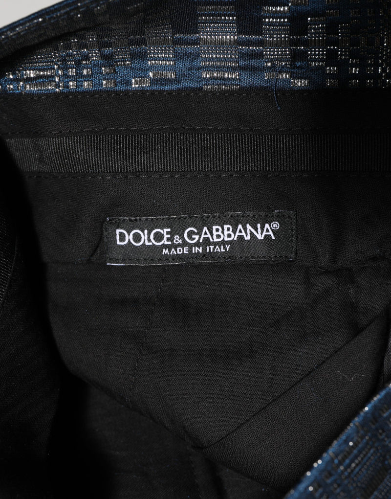 Pantalon skinny homme Dolce &amp; Gabbana en soie brillante bleu argenté