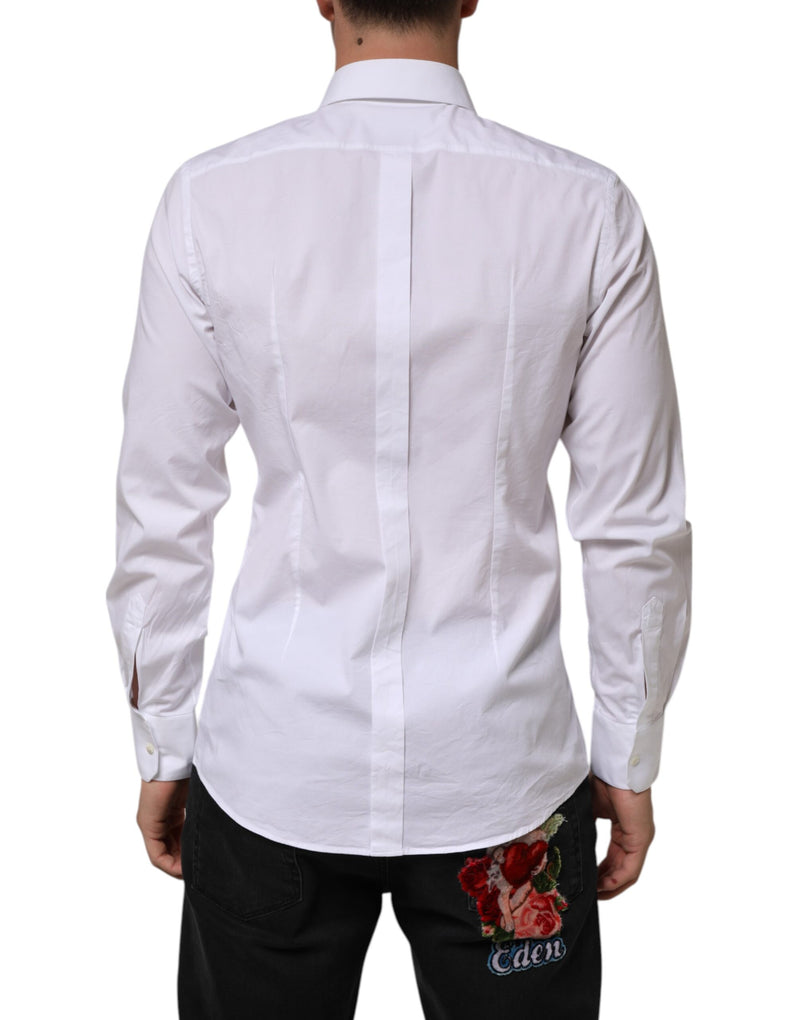 Chemise homme formelle à manches longues en coton blanc doré Dolce &amp; Gabbana
