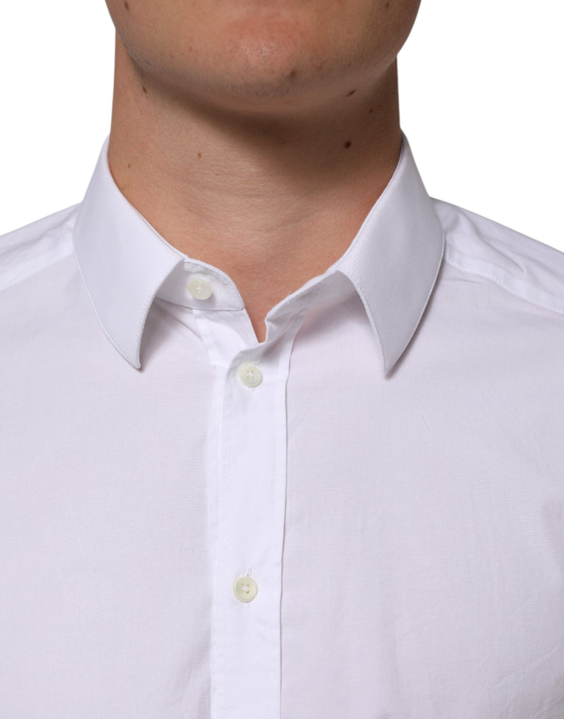 Chemise homme formelle à manches longues en coton blanc doré Dolce &amp; Gabbana