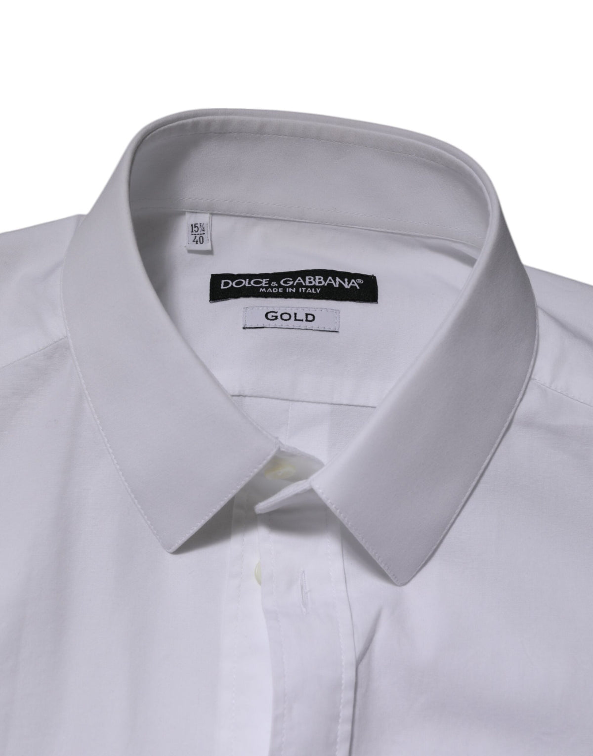 Chemise homme formelle à manches longues en coton blanc doré Dolce &amp; Gabbana