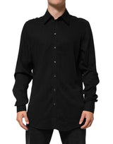 Chemise habillée à manches longues en viscose noire de Dolce &amp; Gabbana