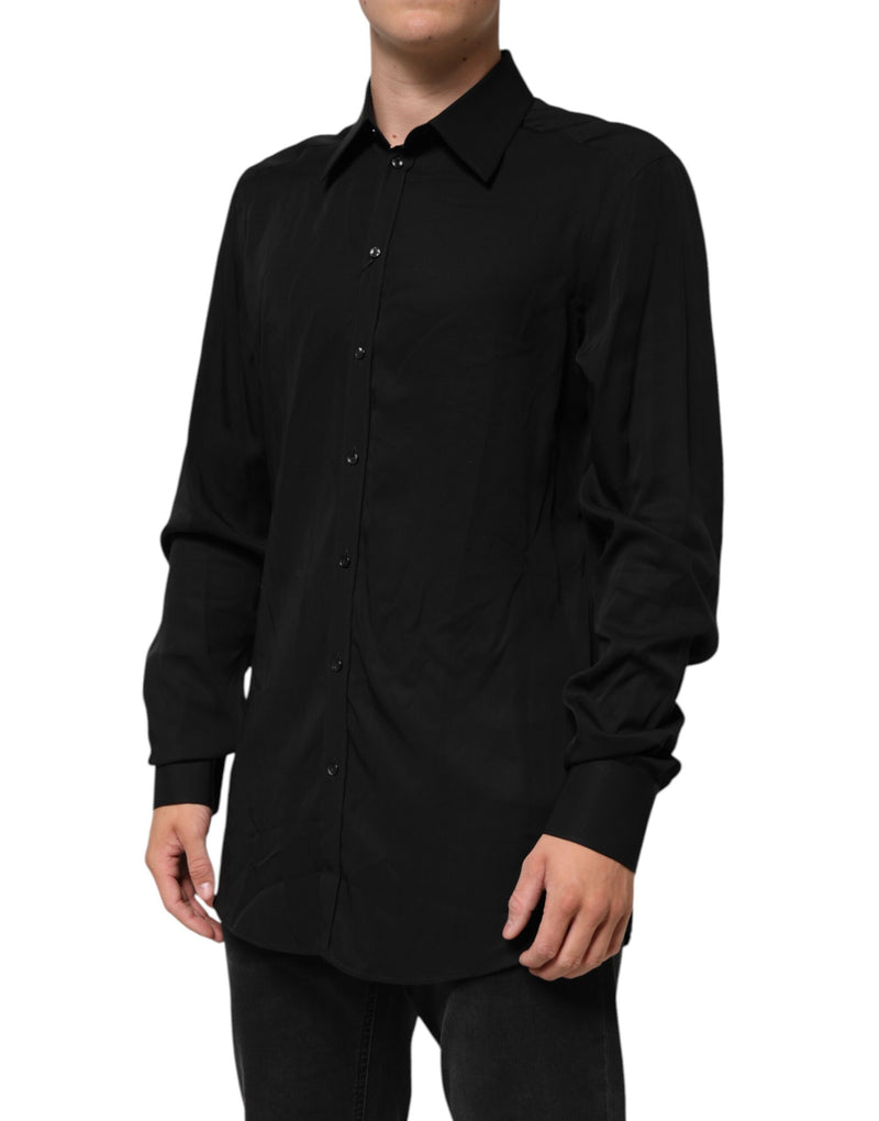 Chemise habillée à manches longues en viscose noire de Dolce &amp; Gabbana