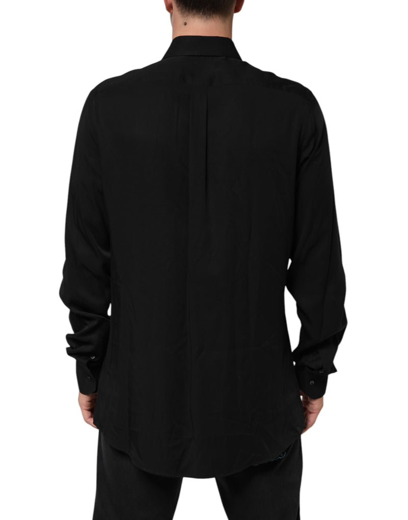Chemise habillée à manches longues en viscose noire de Dolce &amp; Gabbana