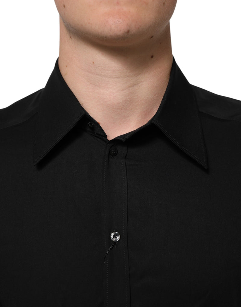 Chemise habillée à manches longues en viscose noire de Dolce &amp; Gabbana