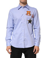 Chemise à manches longues en coton bleu clair avec ours en peluche de Dolce &amp; Gabbana