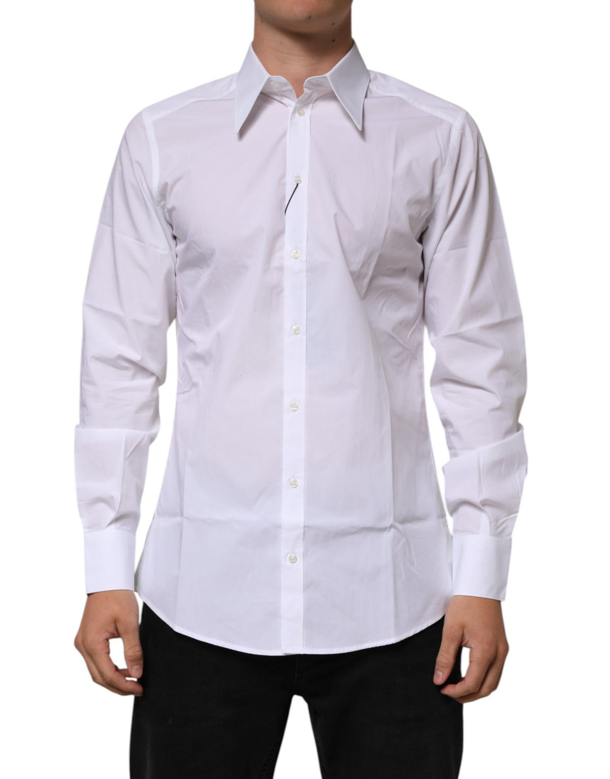 Chemise habillée homme Dolce &amp; Gabbana en coton blanc, coupe slim.