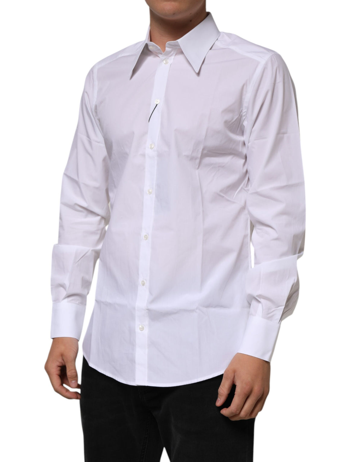 Chemise habillée homme Dolce &amp; Gabbana en coton blanc, coupe slim.
