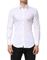 Chemise homme Dolce &amp; Gabbana en coton blanc doré, manches longues.