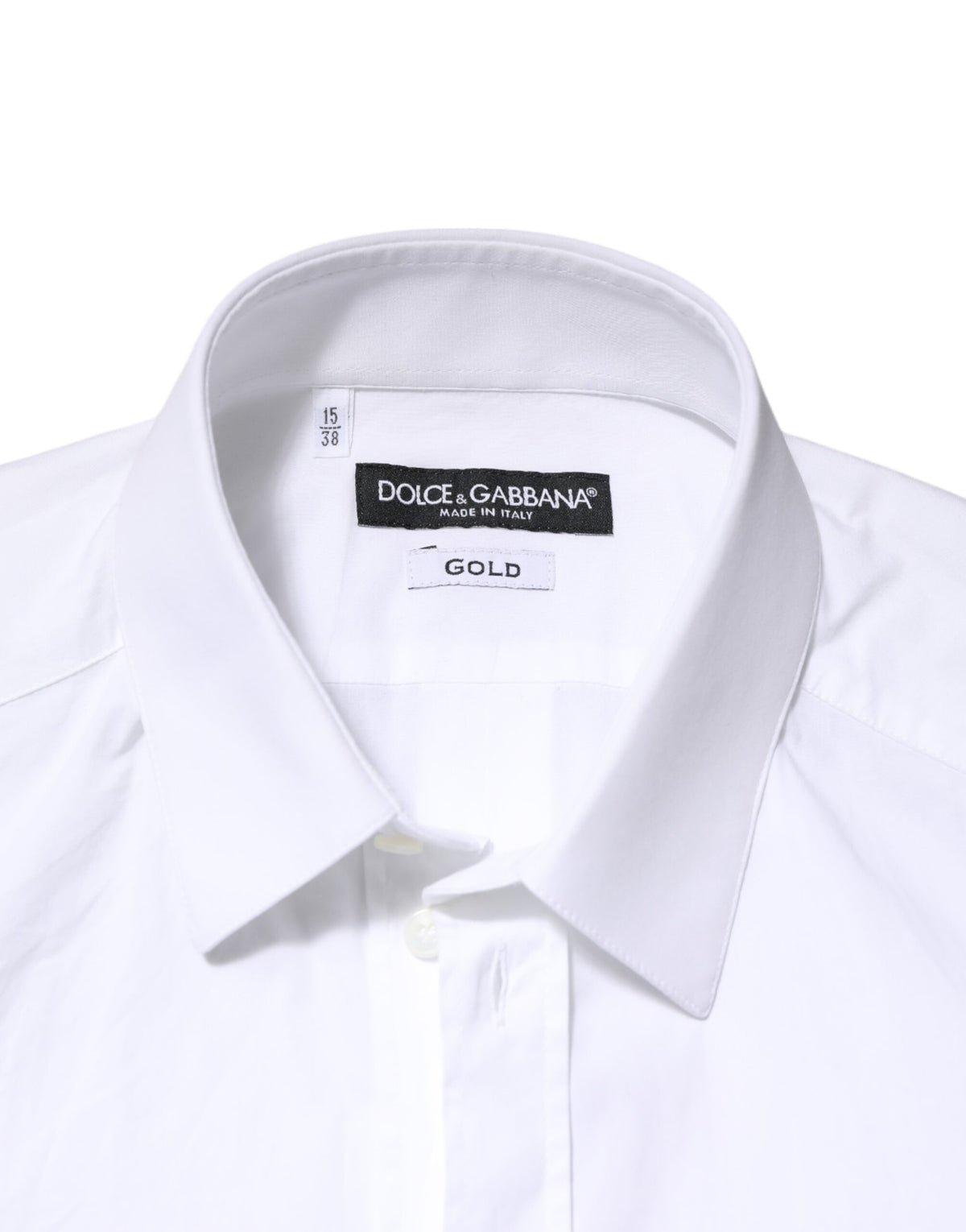 Chemise homme Dolce &amp; Gabbana en coton blanc doré, manches longues.