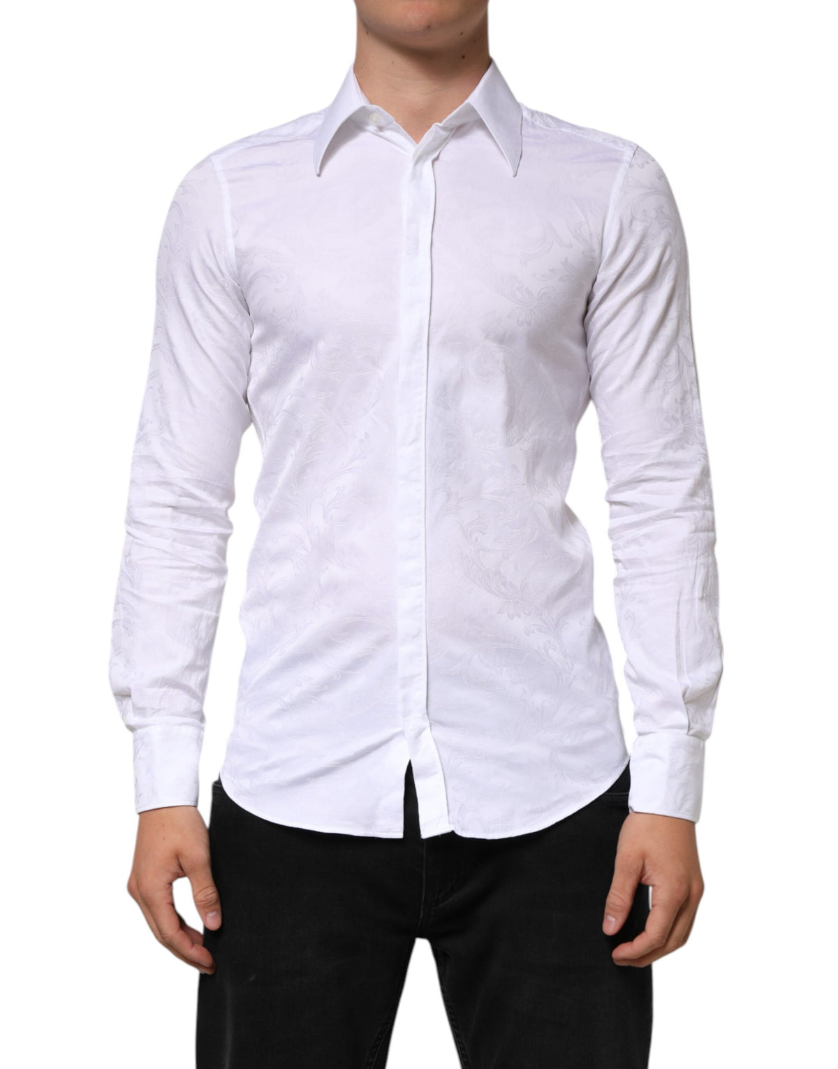 Chemise en jacquard à motif paisley MARTINI en coton blanc de Dolce &amp; Gabbana