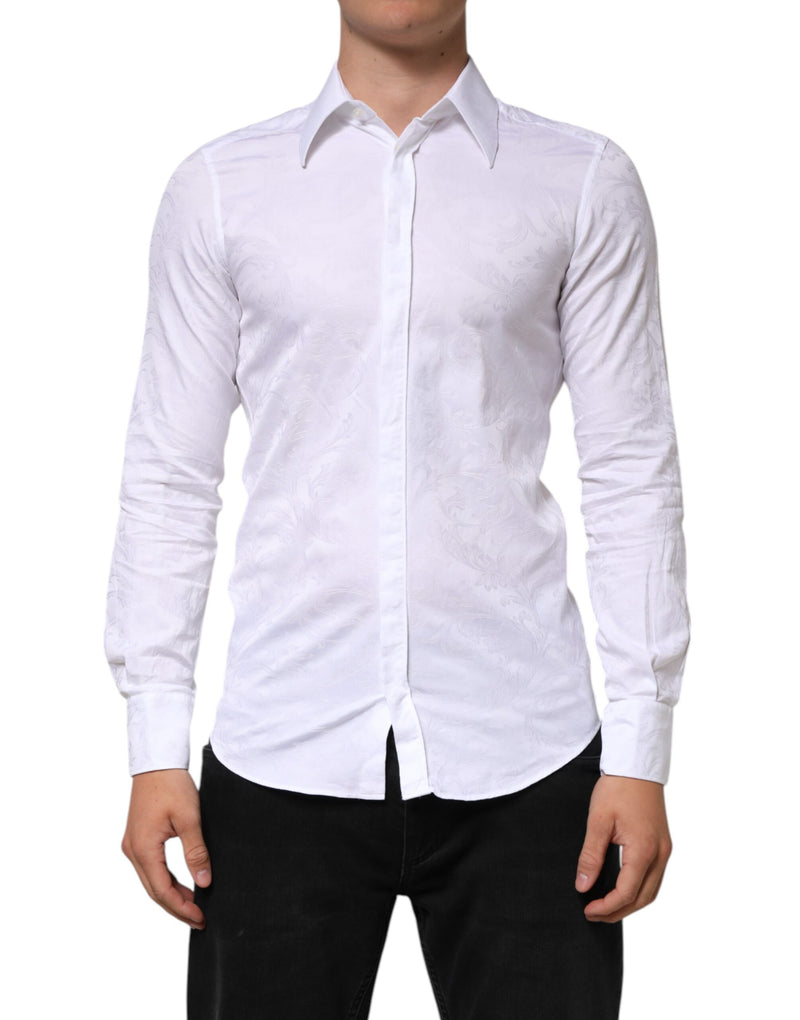 Chemise en jacquard à motif paisley MARTINI en coton blanc de Dolce &amp; Gabbana