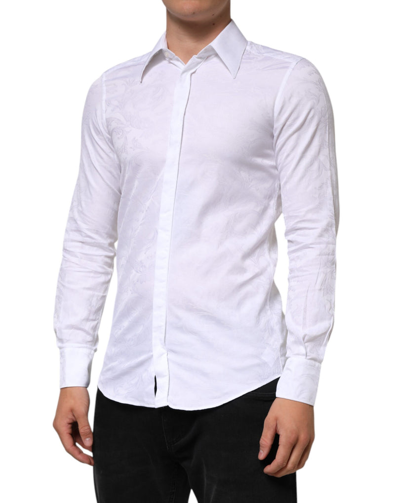 Chemise en jacquard à motif paisley MARTINI en coton blanc de Dolce &amp; Gabbana