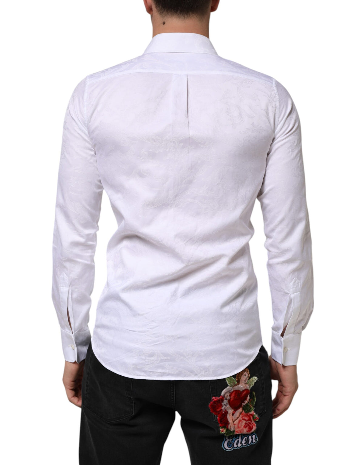 Chemise en jacquard à motif paisley MARTINI en coton blanc de Dolce &amp; Gabbana
