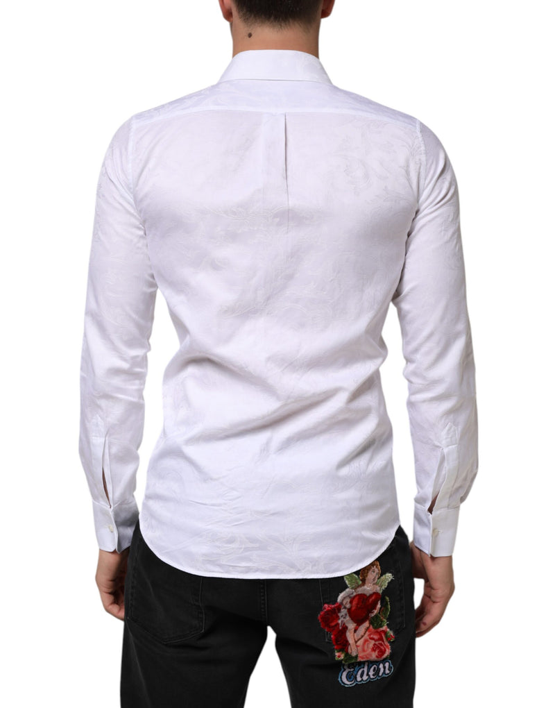 Chemise en jacquard à motif paisley MARTINI en coton blanc de Dolce &amp; Gabbana