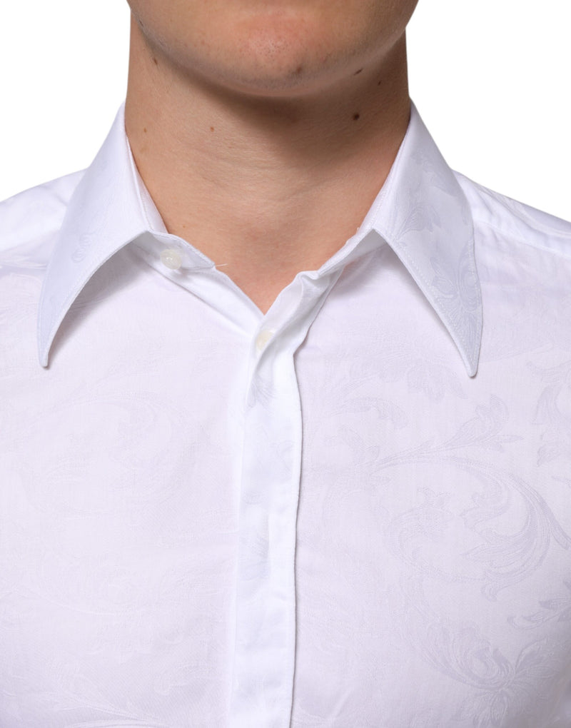 Chemise en jacquard à motif paisley MARTINI en coton blanc de Dolce &amp; Gabbana