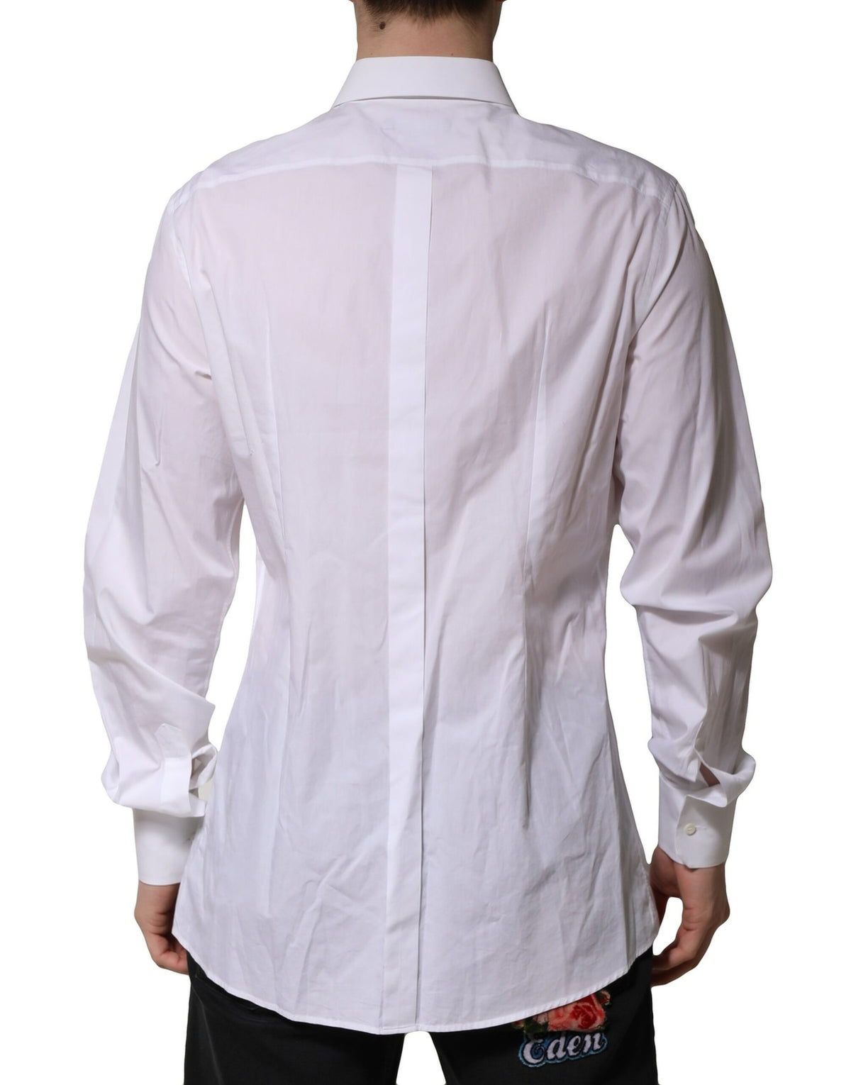 Chemise habillée à col couronne en coton blanc de Dolce &amp; Gabbana, couleur or.