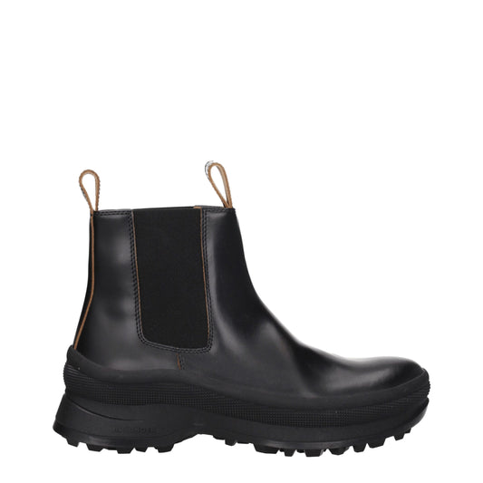 Bottes de cheville en cuir noir Jil Sander
