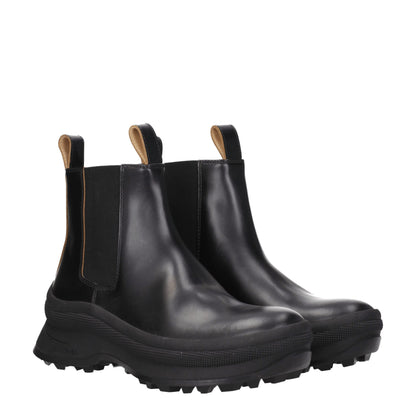 Bottes de cheville en cuir noir Jil Sander