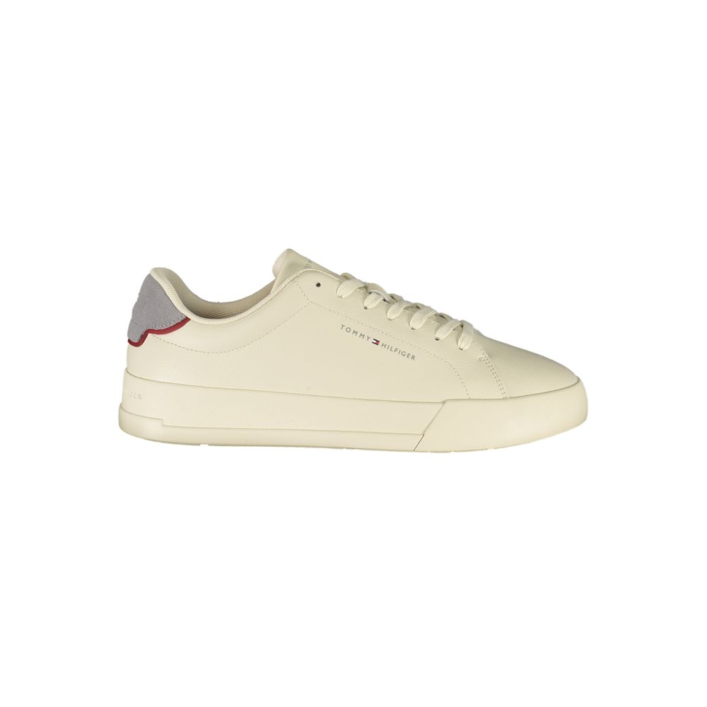 Tommy Hilfiger Beige Leather Men Sneaker - Élégance Moderne