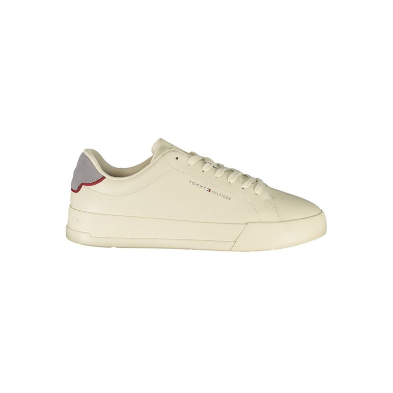 Tommy Hilfiger Beige Leather Men Sneaker - Élégance Moderne