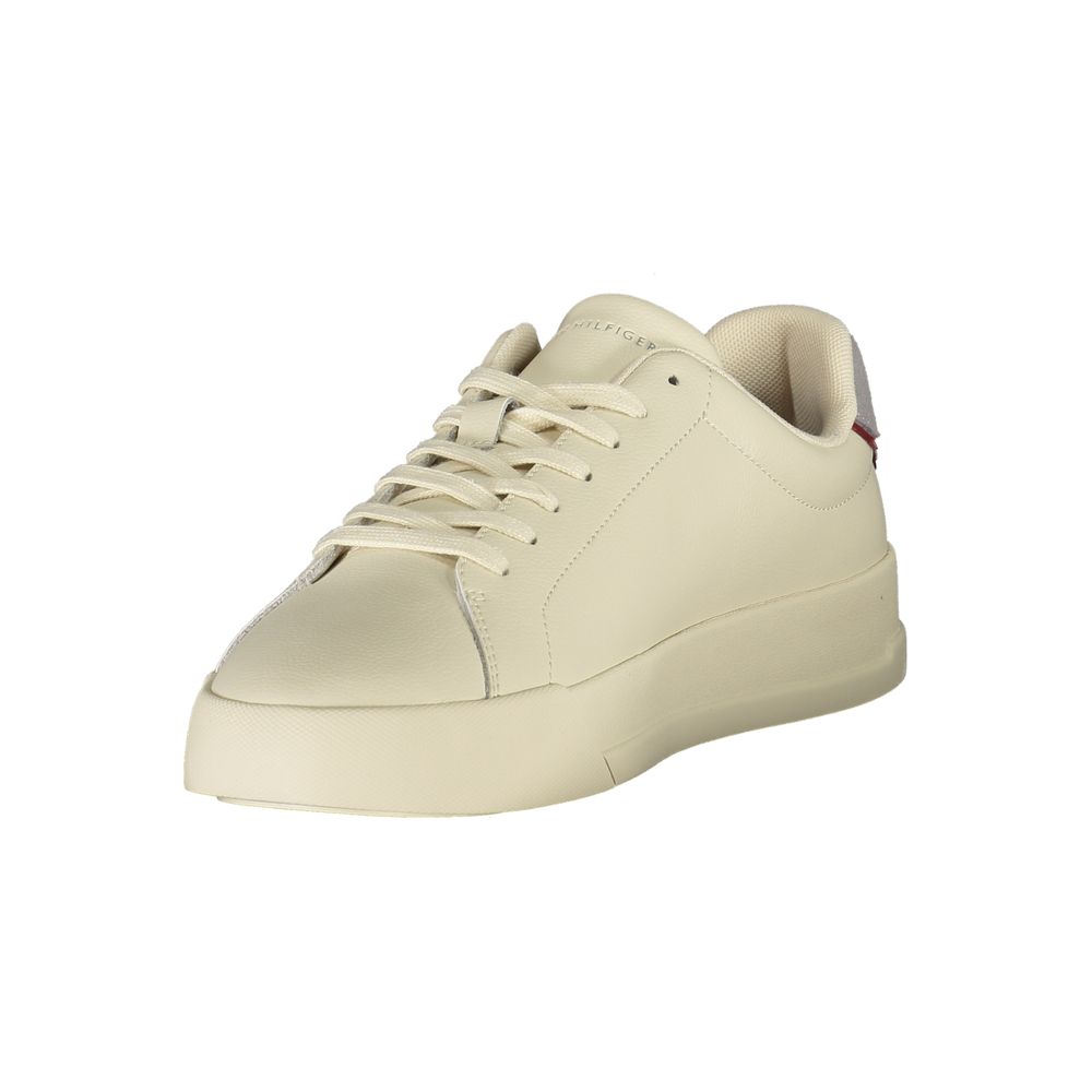 Tommy Hilfiger Beige Leather Men Sneaker - Élégance Moderne