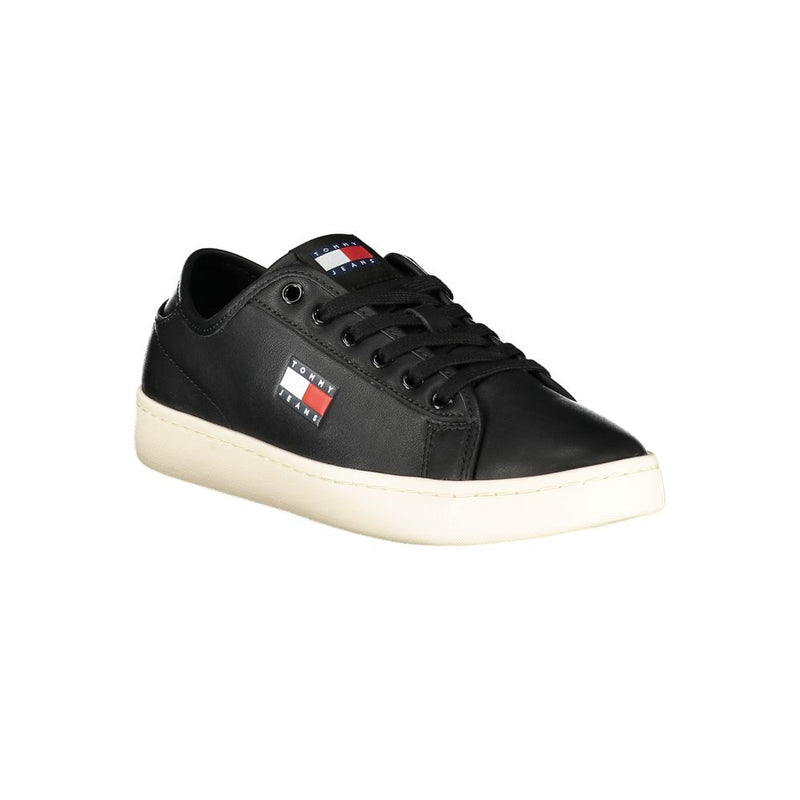 Tommy Hilfiger Black Leather Women's Sneaker - Stylish Comfort