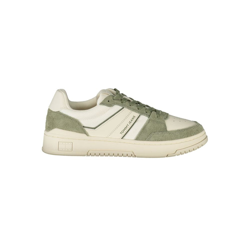 Tommy Hilfiger Sneakers en Cuir Blanc avec Accents Verts pour Hommes