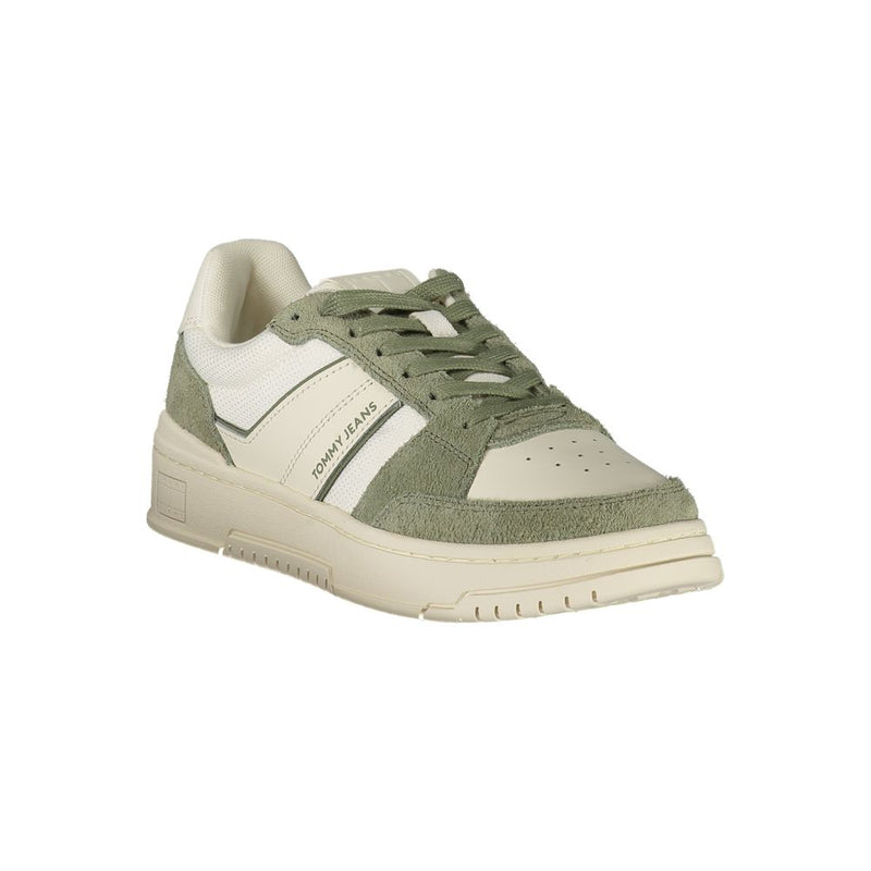 Tommy Hilfiger Sneakers en Cuir Blanc avec Accents Verts pour Hommes