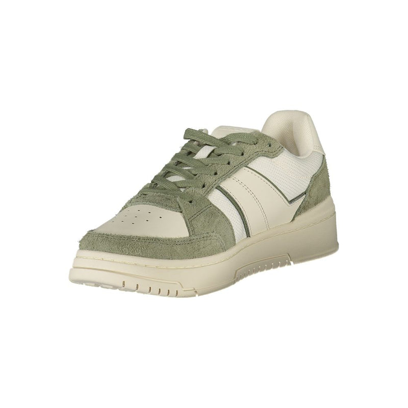 Tommy Hilfiger Sneakers en Cuir Blanc avec Accents Verts pour Hommes