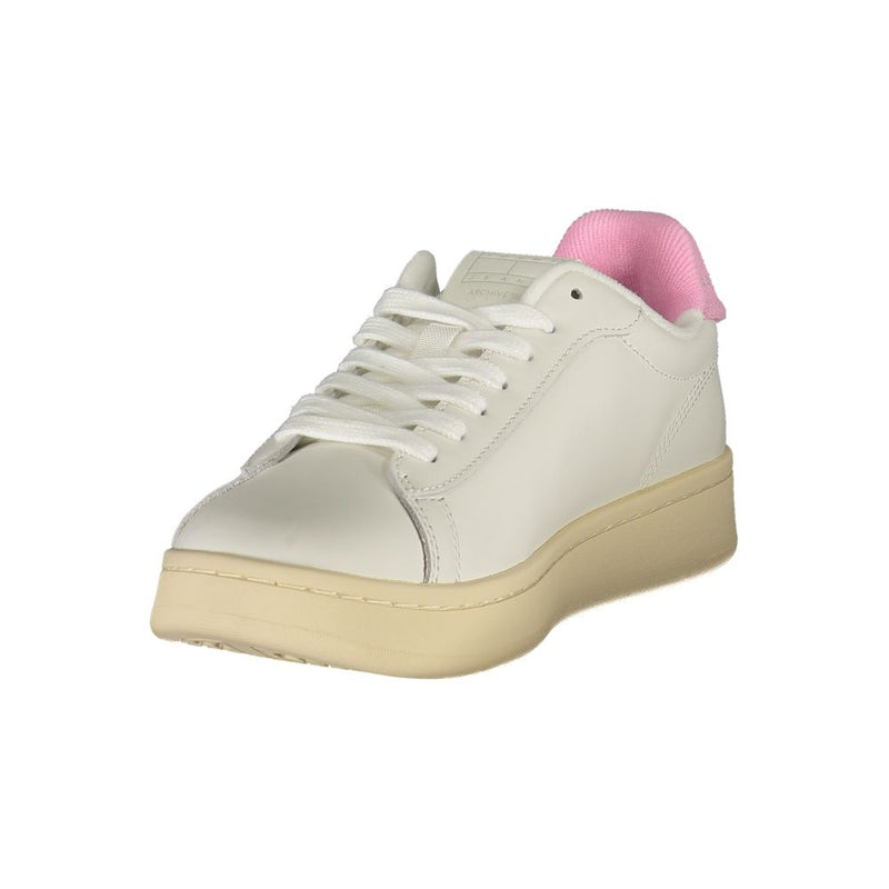 Tommy Hilfiger White Leather Women Sneaker with Pink Accents