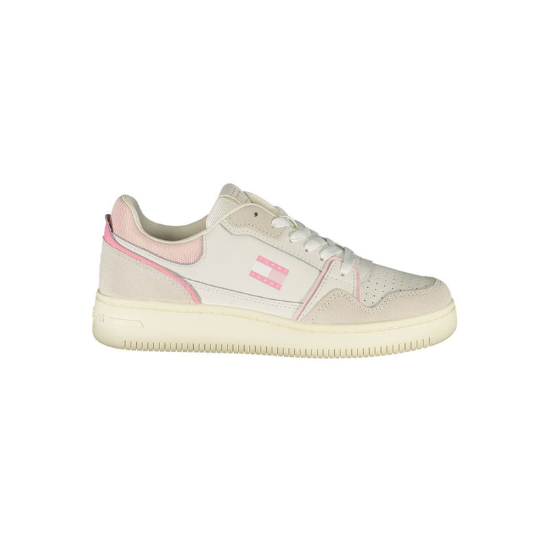 Tommy Hilfiger Sneakers Femme Cuir Blanc avec Détails Roses