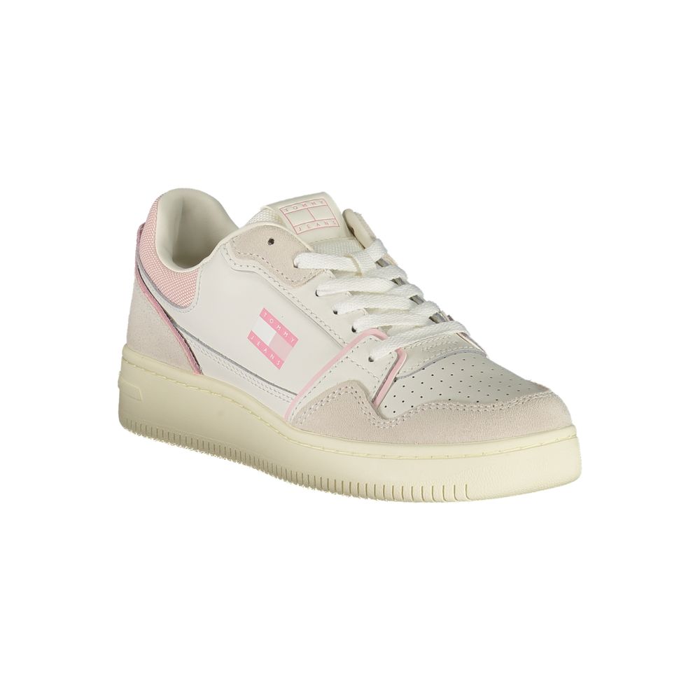 Tommy Hilfiger Sneakers Femme Cuir Blanc avec Détails Roses