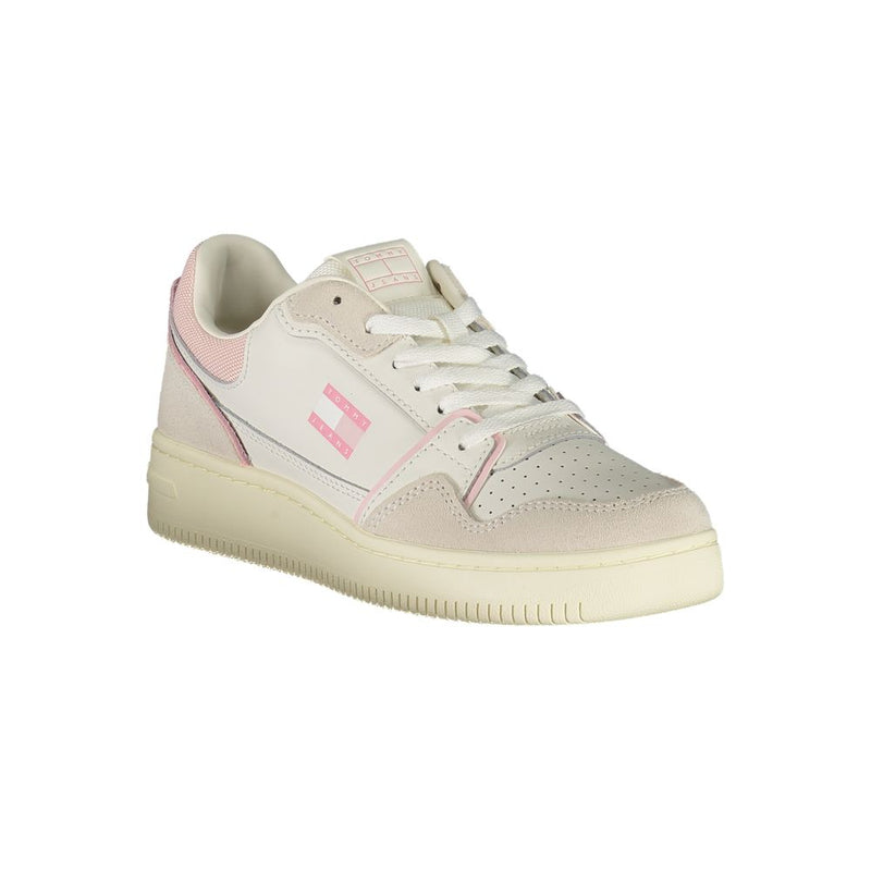 Tommy Hilfiger Sneakers Femme Cuir Blanc avec Détails Roses