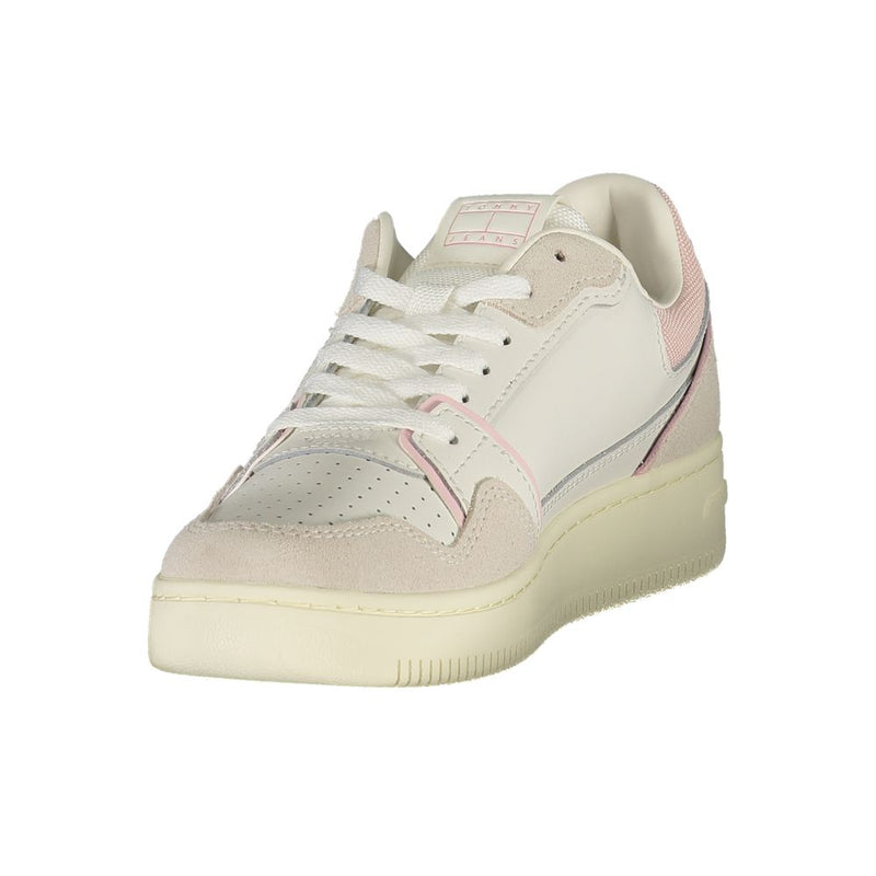 Tommy Hilfiger Sneakers Femme Cuir Blanc avec Détails Roses