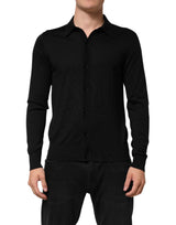Pull léger en soie noire à boutons de Dolce &amp; Gabbana