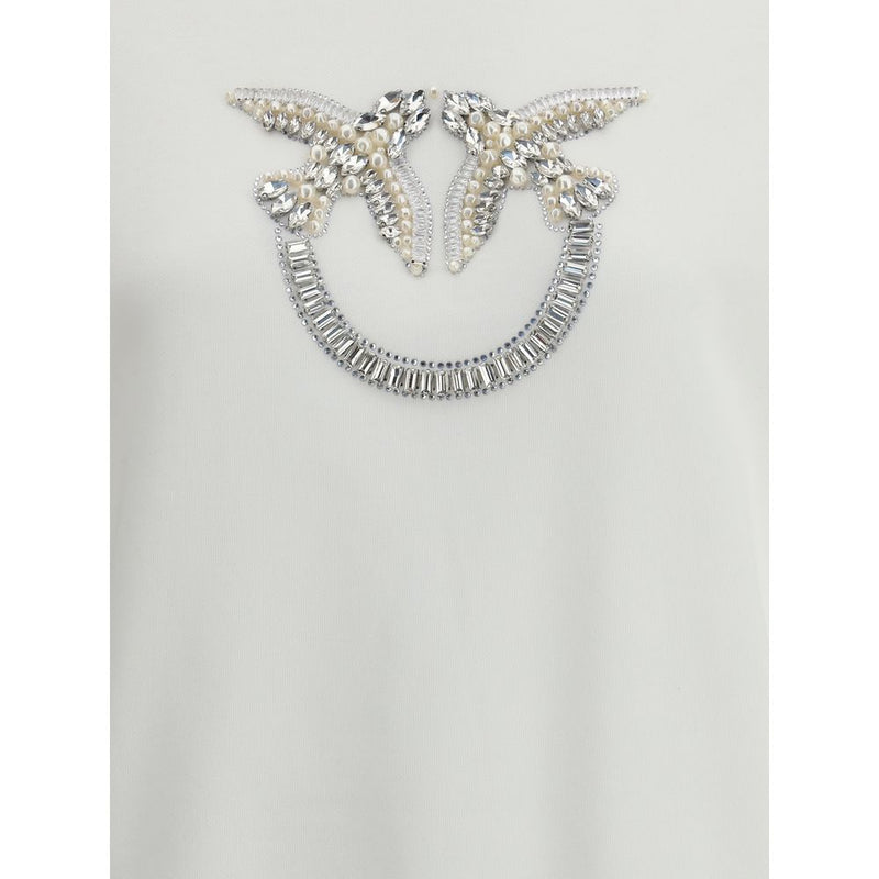 PINKO White Cotton Sweatshirt with Embellished Logo