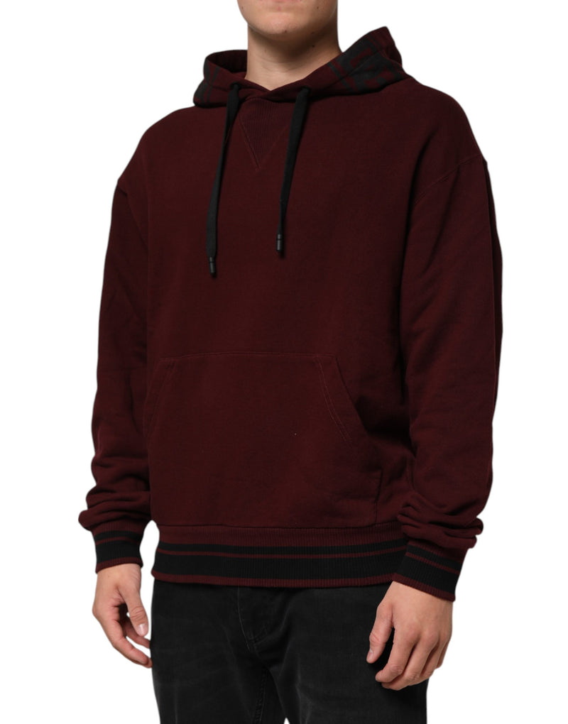 Dolce &amp; Gabbana Heren Hoodie Sweater van Bordeauxkleurig Katoen met Plaidvoering