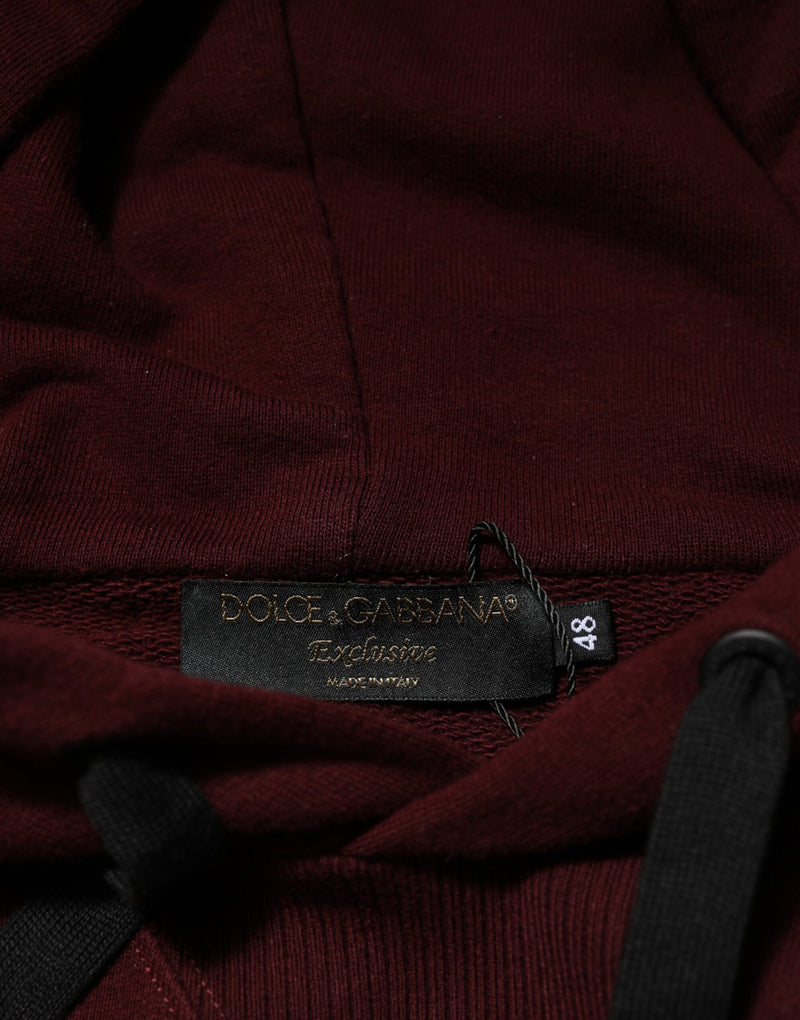 Dolce &amp; Gabbana Heren Hoodie Sweater van Bordeauxkleurig Katoen met Plaidvoering