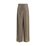 Fendi Monogram Pattern Silk Pants - Élégant Style Palazzo