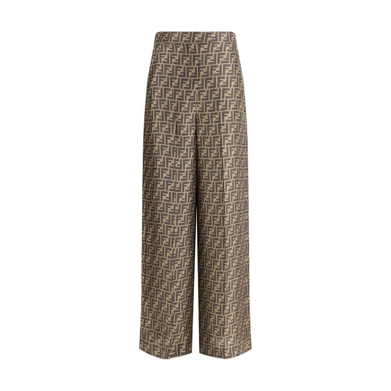 Fendi Monogram Pattern Silk Pants - Élégant Style Palazzo