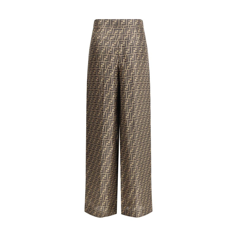 Fendi Monogram Pattern Silk Pants - Élégant Style Palazzo