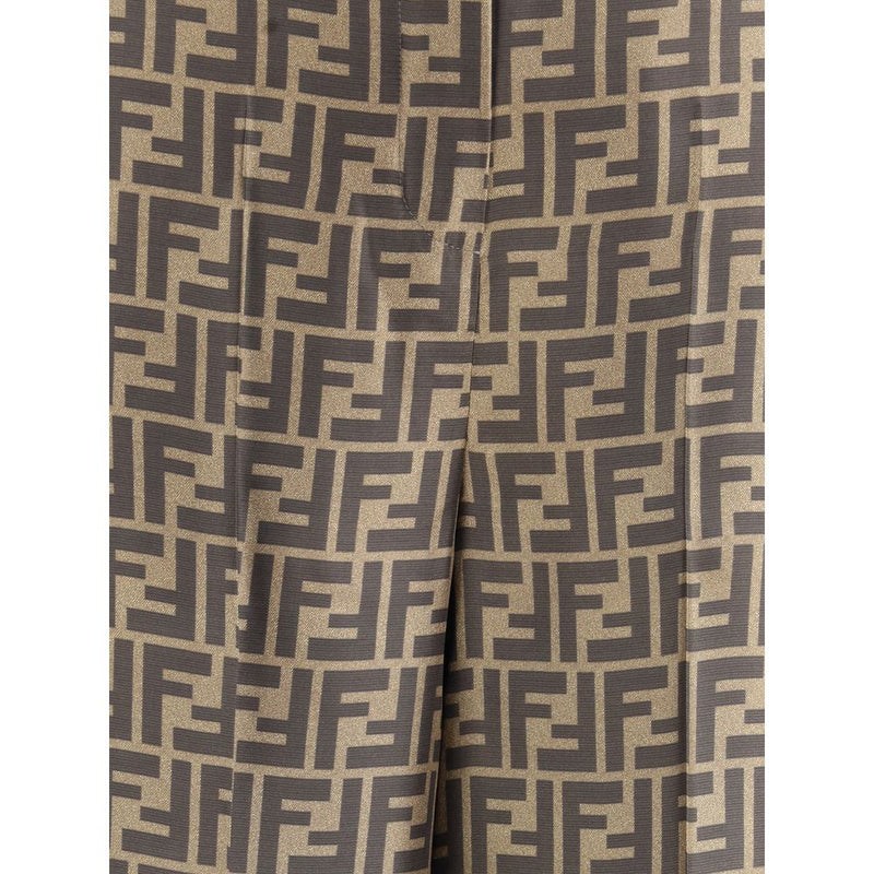 Fendi Monogram Pattern Silk Pants - Élégant Style Palazzo