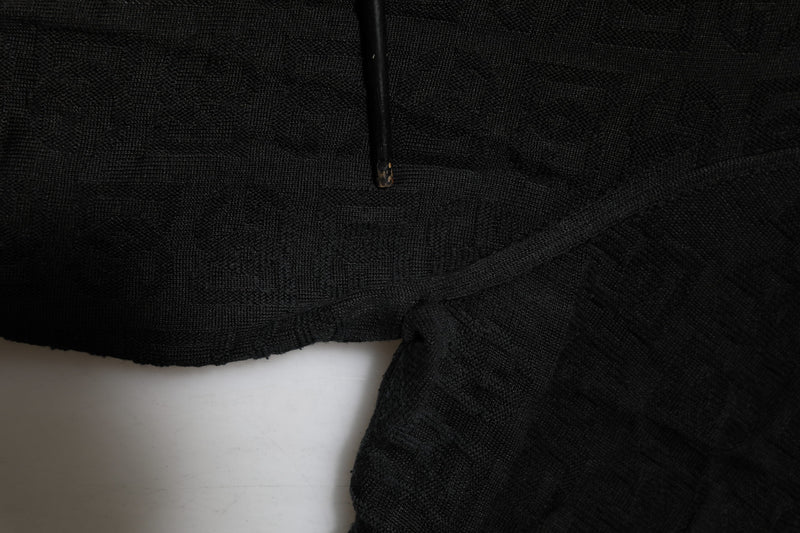 Dolce & Gabbana Black Silk Jacquard DG Polo Shirt T-shirt