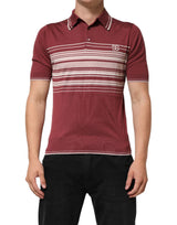 T-shirt polo en coton bordeaux à rayures avec logo DG de Dolce &amp; Gabbana
